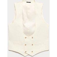 Autograph Italian Performance Linen Blend Double Breasted Waistcoat White