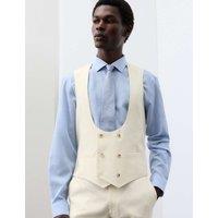 Autograph Italian Performance Linen Blend Double Breasted Waistcoat White
