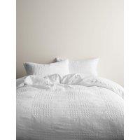 M&S Pure Cotton Geometric Jacquard Bedding Set White