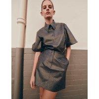 M&S Faux Leather Woven Effect Shirt Dark Grey