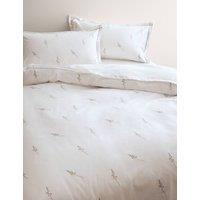 M&S Pure Cotton Embroidered Sprig Bedding Set White