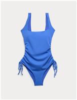 M&S Padded Drawstring Side Square Neck Swimsuit Black