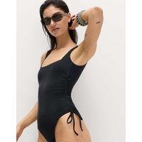 M&S Padded Drawstring Side Square Neck Swimsuit Black
