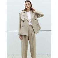 M&S Belted Double Breasted Short Trench Coat Neutral