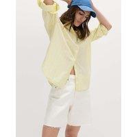 M&S Denim Barrel Raw Hem Mid Rise Shorts Soft White