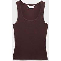 M&S Cotton Rich Ribbed Pyjama Vest Top Mahogany