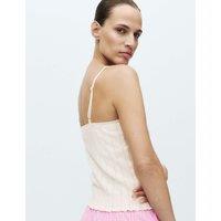 M&S Slub Pointelle Lace Cami Pyjama Top Ivory