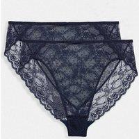 M&S 2 Pack Ida Lace High Waisted High Leg Knickers Nightshade