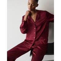 Autograph Premium Satin Revere Pyjama Set Dark Claret