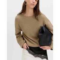 M&S Cotton Blend Lace Detail Jumper Biscuit