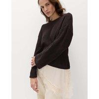 M&S Cotton Blend Lace Detail Jumper Raisin