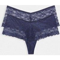 M&S 2 Pack Ida Lace High Rise Knicker Shorts Nightshade