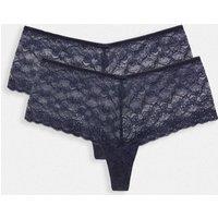 M&S 2 Pack Ida Lace High Rise Knicker Shorts Nightshade