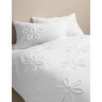 M&S Pure Cotton Tufted Flower Bedding Set White