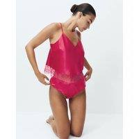 M&S Satin & Lace Strappy Camisole Fuchsia