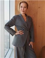 M&S Waisted Double Breasted Longline Blazer Grey