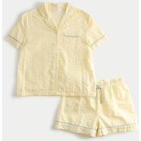 M&S Pure Cotton Yellow Woven Short Pyjamas (6-16 Yrs) Yellow