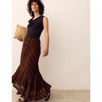 Per Una Tufted Asymmetric Midaxi Tiered Skirt Dark Mole