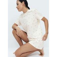 M&S Cotton Rich Printed Shortie Set Ivory Mix