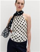 Polka Dot Scarf Detail Top