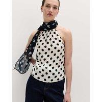 M&S Polka Dot Scarf Detail Top Ivory Mix