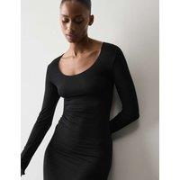 Autograph Sheer Ribbed Long Sleeve Nightdress Black