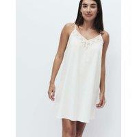 M&S Pure Cotton Lace Trim Chemise Ivory