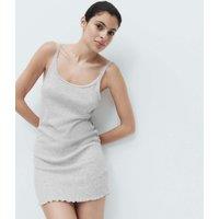 M&S Cotton Blend Pointelle Short Chemise Grey