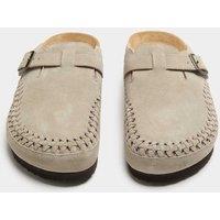 M&S Woven Suede Corkbed Mule Sandals Stone