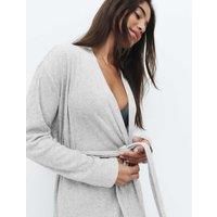 M&S Cotton Blend Pointelle Wrap Grey
