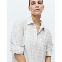 M&S Brushed Cotton Blend Checked Nightshirt Grey Mix
