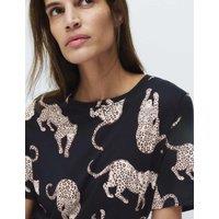 M&S Cotton Modal Printed Long Nightdress Navy Mix
