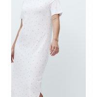 M&S Cotton Modal Printed Long Nightdress Ivory Mix