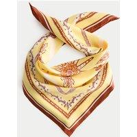 JAEGER Pure Silk Twill Printed Square Scarf Yellow