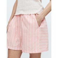 M&S Pure Cotton Cambric Striped Pyjama Shorts Pink Mix