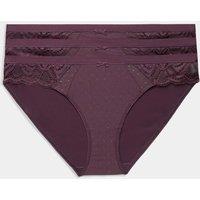 M&S 3pk Amelia Lace Bikini Knickers Dark Aubergine