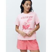 M&S Cotton Rich Printed Shortie Set Red Mix