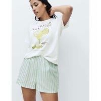 M&S Cotton Rich Printed Shortie Set Green Mix