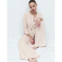M&S Pointelle Wide Leg Lounge Bottoms Oatmeal
