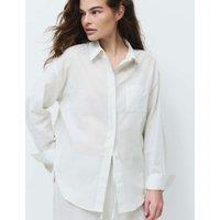 M&S Pure Cotton Striped Collared Pyjama Shirt Pistachio