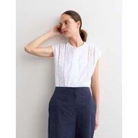 JAEGER Pure Cotton Broderie Detail Top White
