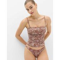 M&S Tummy Control Printed Ruched Tankini Soft Brown Mix