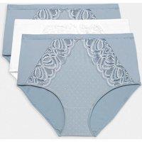 M&S 3pk Amelia Lace Full Briefs Light Steel Blue