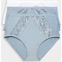M&S 3pk Amelia Lace Full Briefs Light Steel Blue