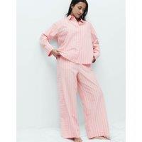 M&S Pure Cotton Cambric Striped Pyjama Bottoms Pink Mix