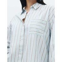 M&S Pure Cotton Striped Pyjama Shirt Blue Mix