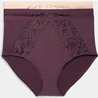M&S 3pk Amelia Lace Full Briefs Dark Aubergine