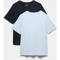 M&S 2 Pack Cotton Modal Pyjama Tops Blue Mix