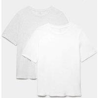 M&S 2 Pack Cotton Modal Pyjama Tops Grey Mix