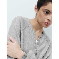 M&S Knitted Oversized Henley Lounge Jumper Grey Marl